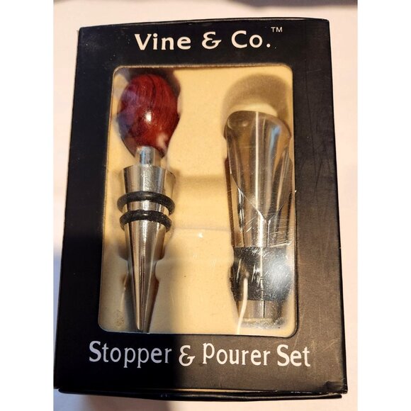 2 Piece Set Vine & Co Wine Bottle Stopper and Pourer Set Van's Gifts 2008 Gift B - Picture 7 of 7